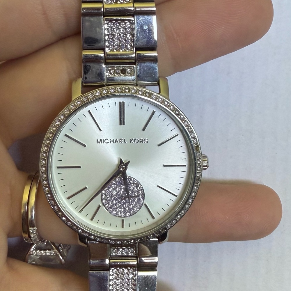 Michael Kors Silver Crystal Embellished Watch